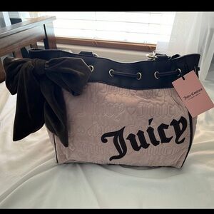 Juicy Couture VINTAGE DREAMS TOTE (Newer version) Dusty Blush Chocolate NWT